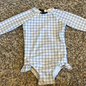Minnow Girls Gingham Rashguard Swimsuit